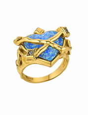 Heart in Orbit Ring Gold