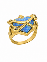 Heart in Orbit Ring Gold