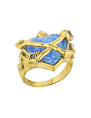 Heart in Orbit Ring Gold