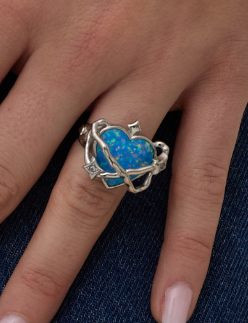 Heart in Orbit Ring Silver