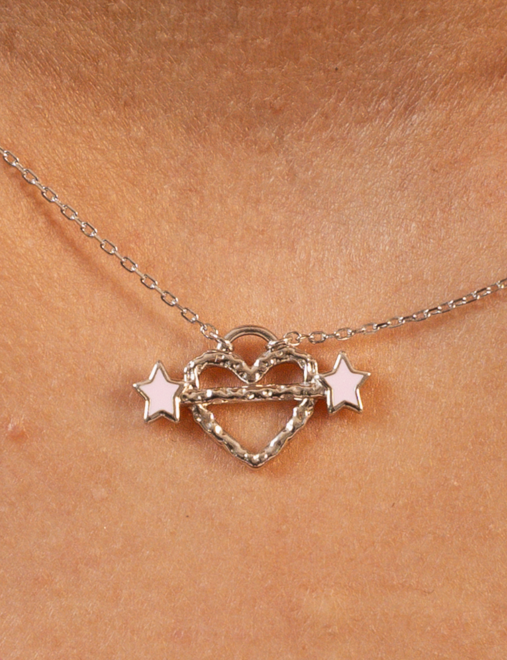 Heart Piercer Necklace Silver