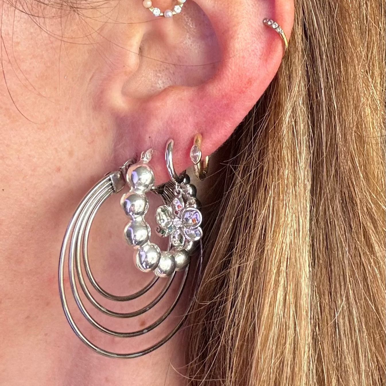 Bubble Bath Hoops Silver