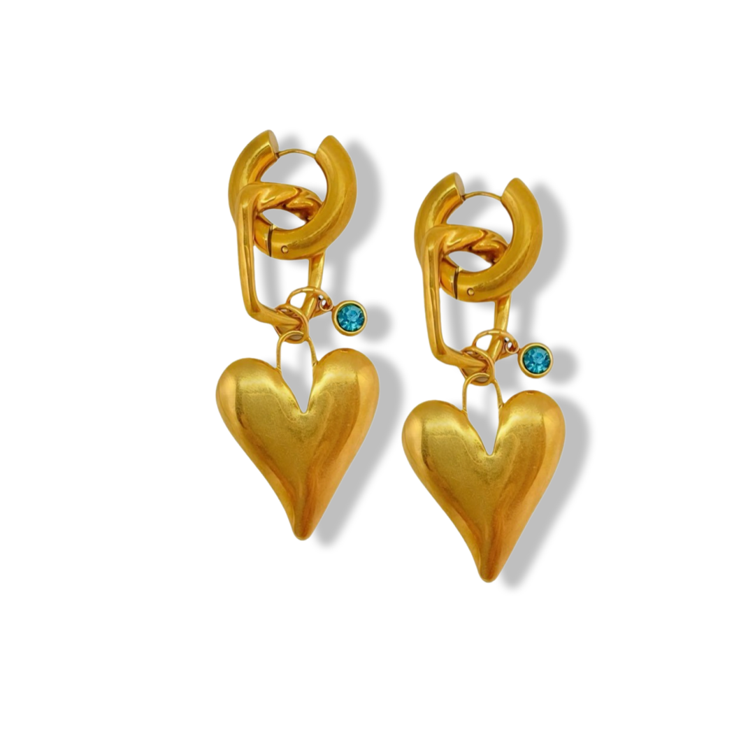Heart and Rhinestone earrings