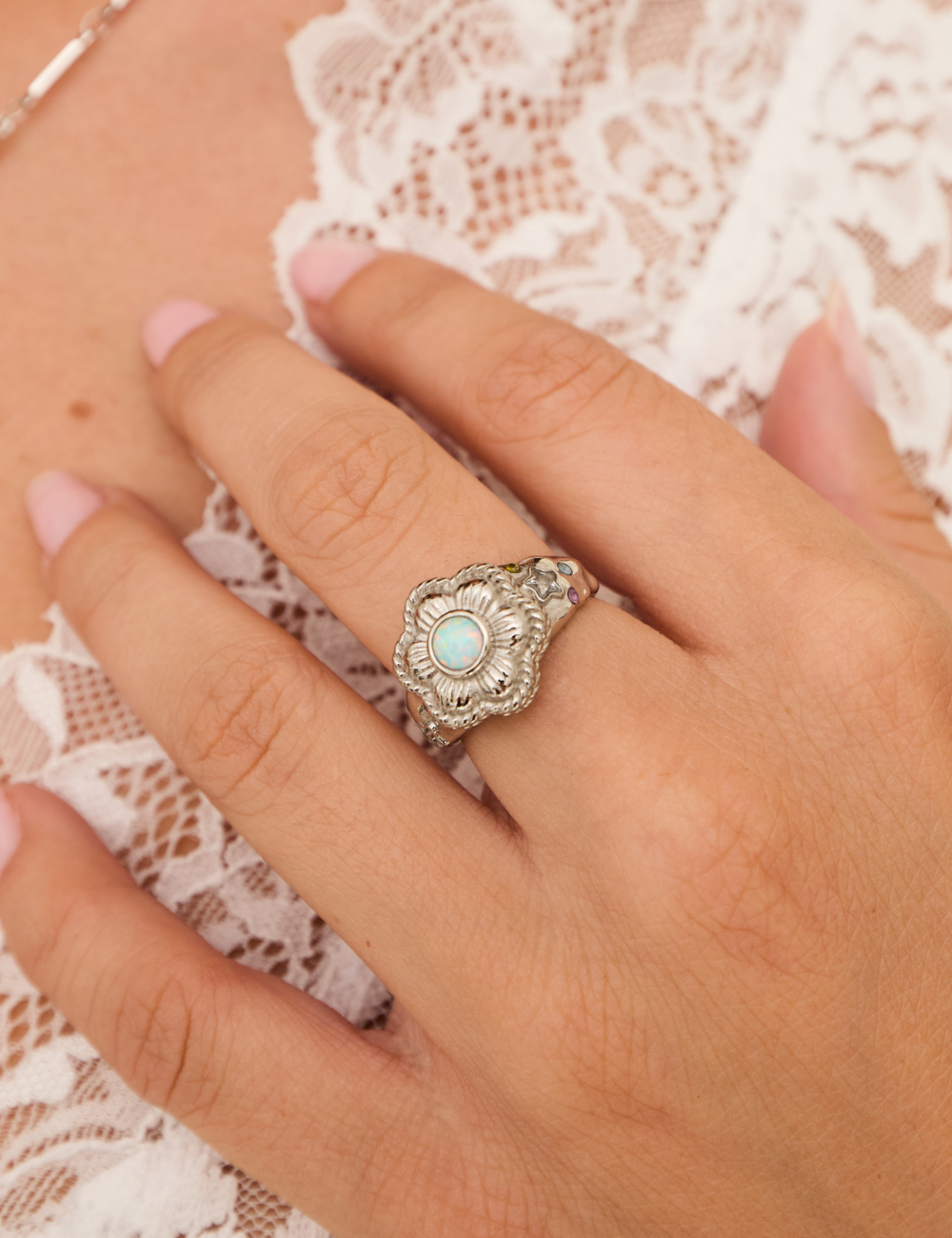 In Bloom Flower Ring Silver