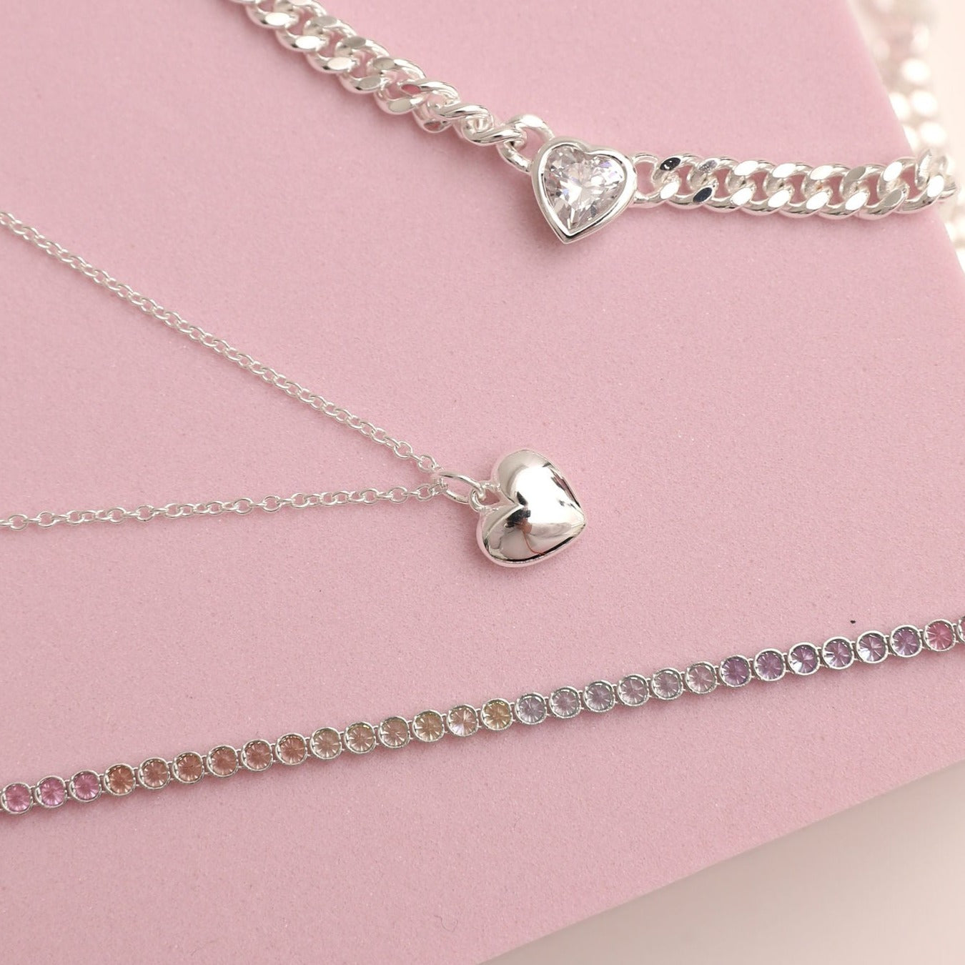 Bubble Heart Necklace Silver