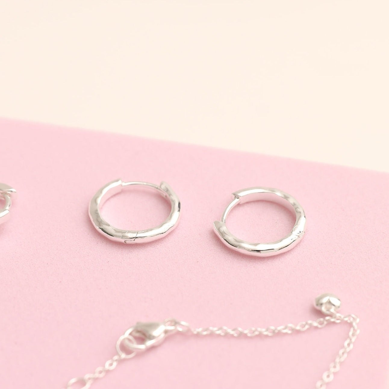 Textured Hoops Silver