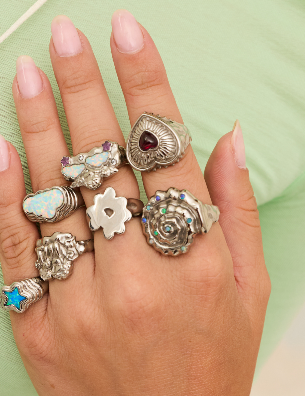 Spirals Shell Ring Silver