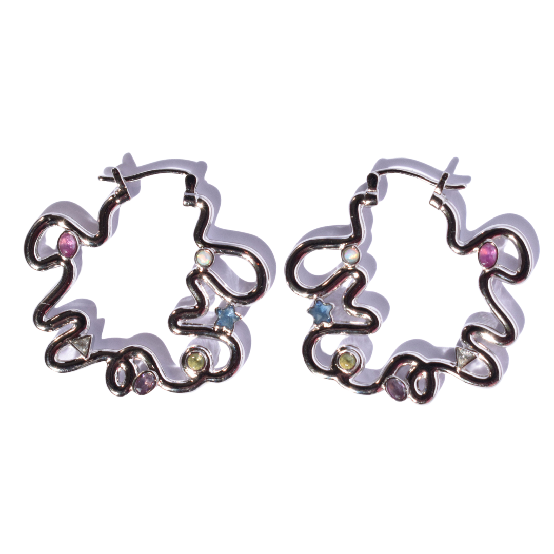 Squiggle Hoops Silver
