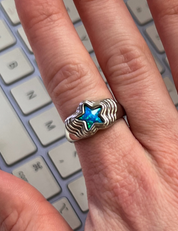 Starstruck Blue Opal Ring Silver