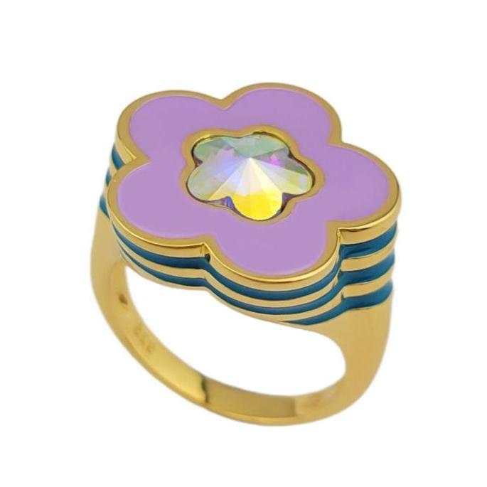 Violet Purple Flower Ring