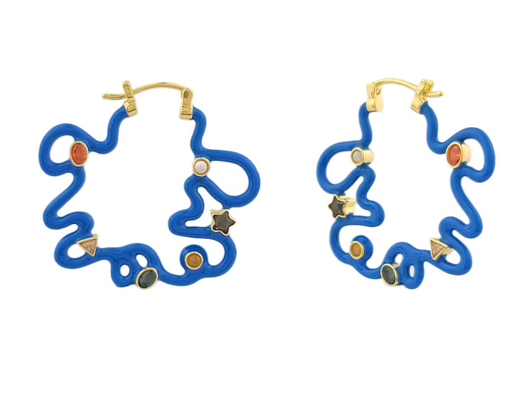 Long Pond Blue Squiggle Earrings