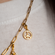 Peace Sign Charm Gold with Exclusive Sticker Sheet
