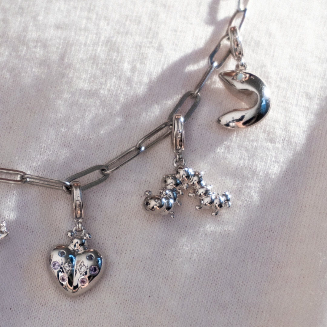 Ladybird Charm Silver with Exclusive Sticker Sheet