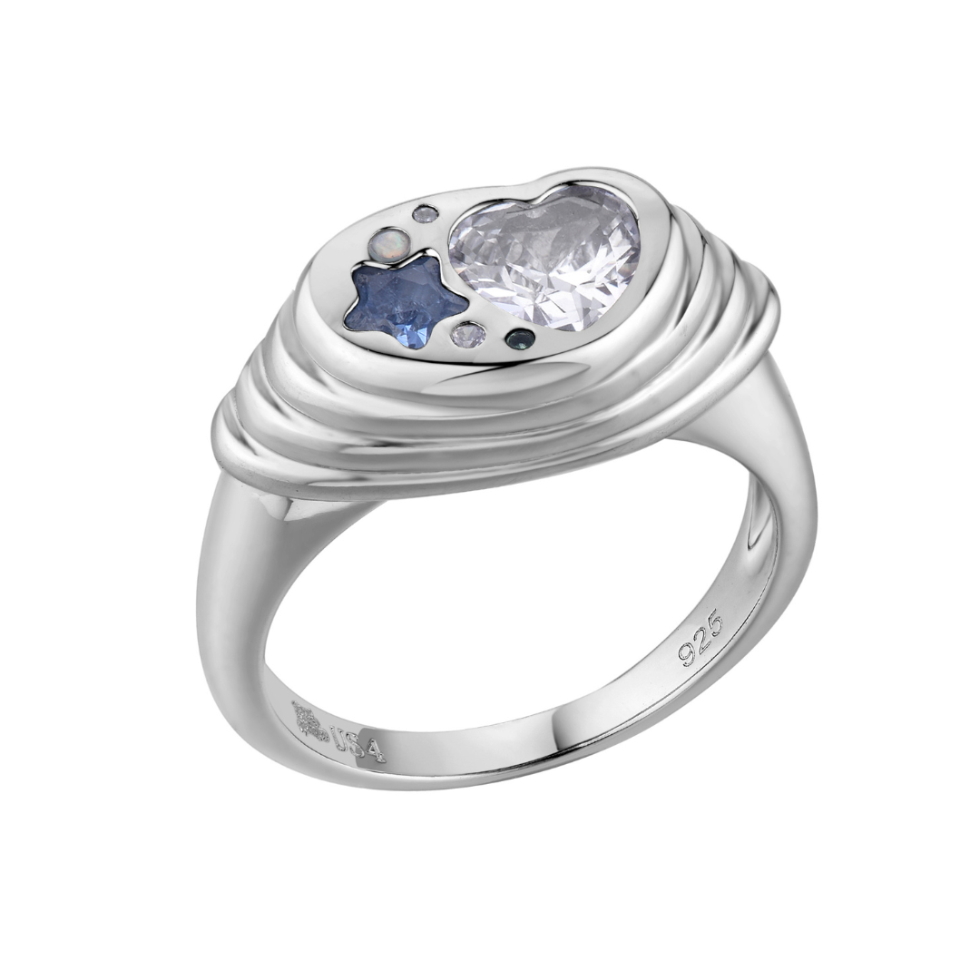 Ziggy Starburst Pinky Ring Silver