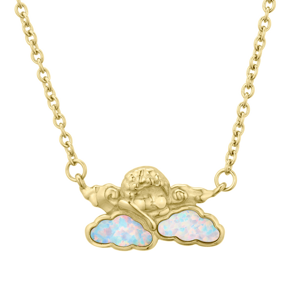 Cherub Opal Cloud Necklace Gold