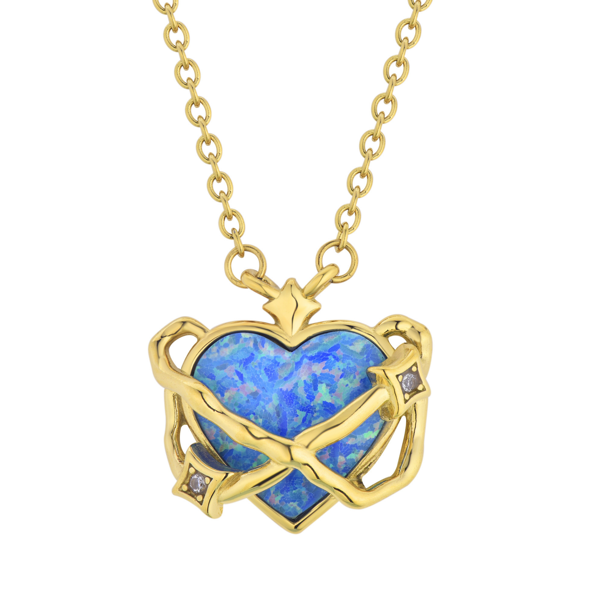 Heart in Orbit Necklace Gold