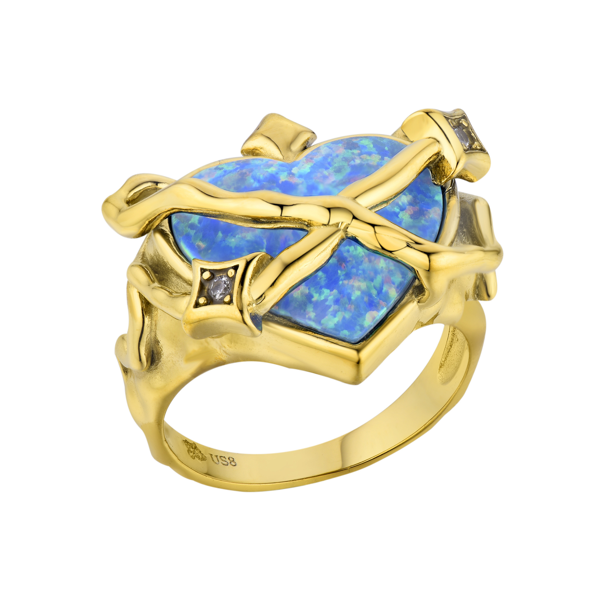 Heart in Orbit Ring Gold