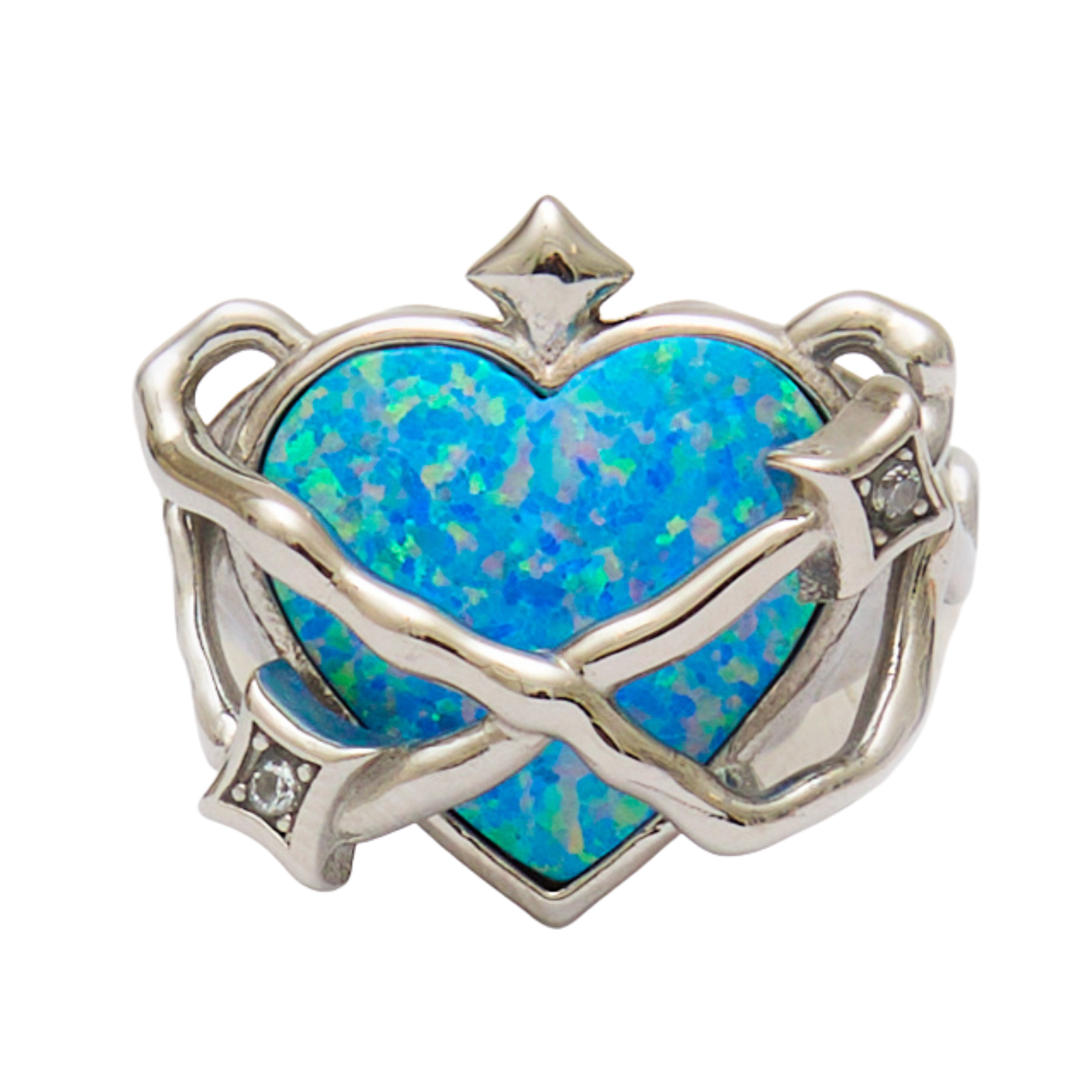 Heart in Orbit Ring Silver