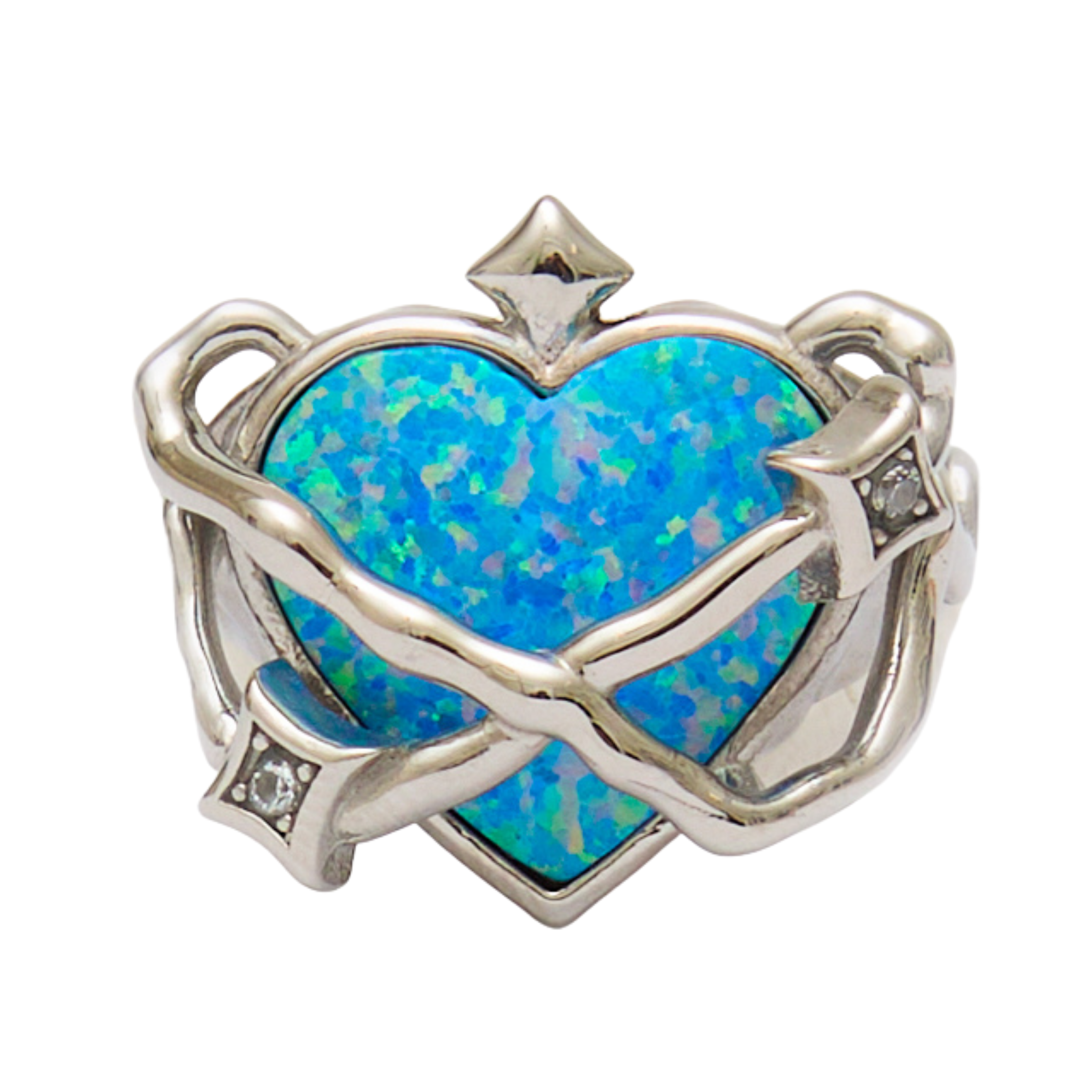 Heart in Orbit Ring Silver