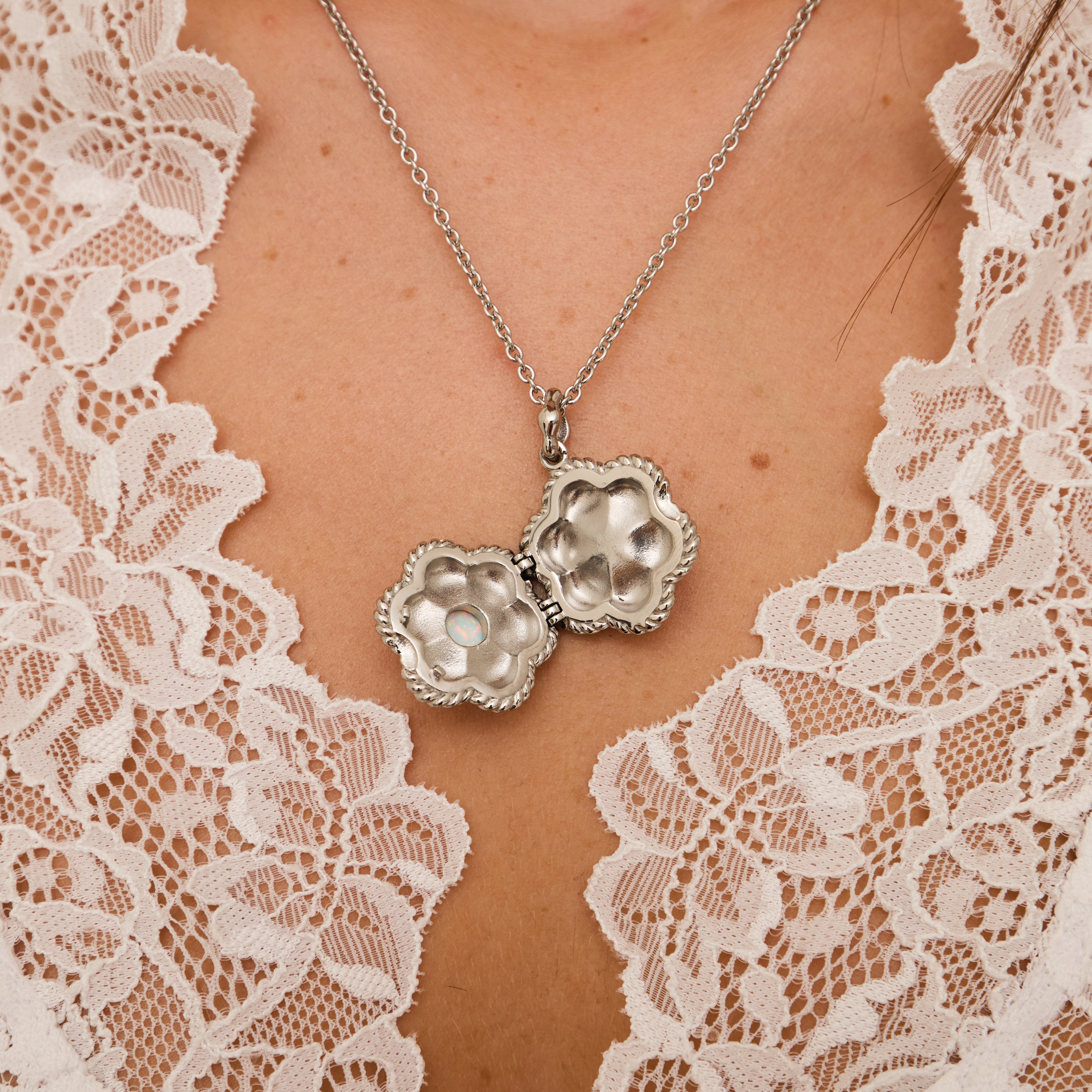 In Bloom Locket Necklace Silver