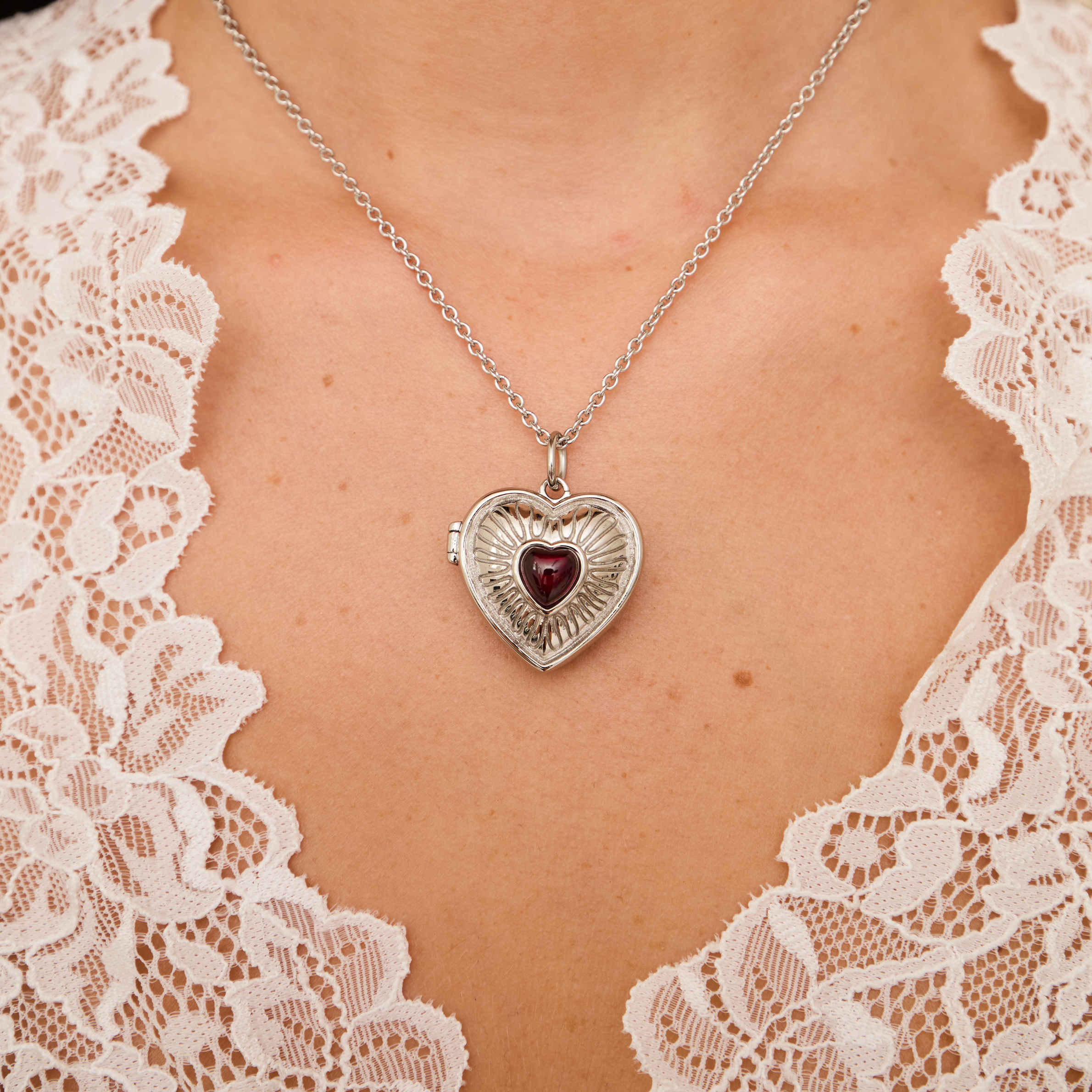 Lovers Locket Necklace Silver