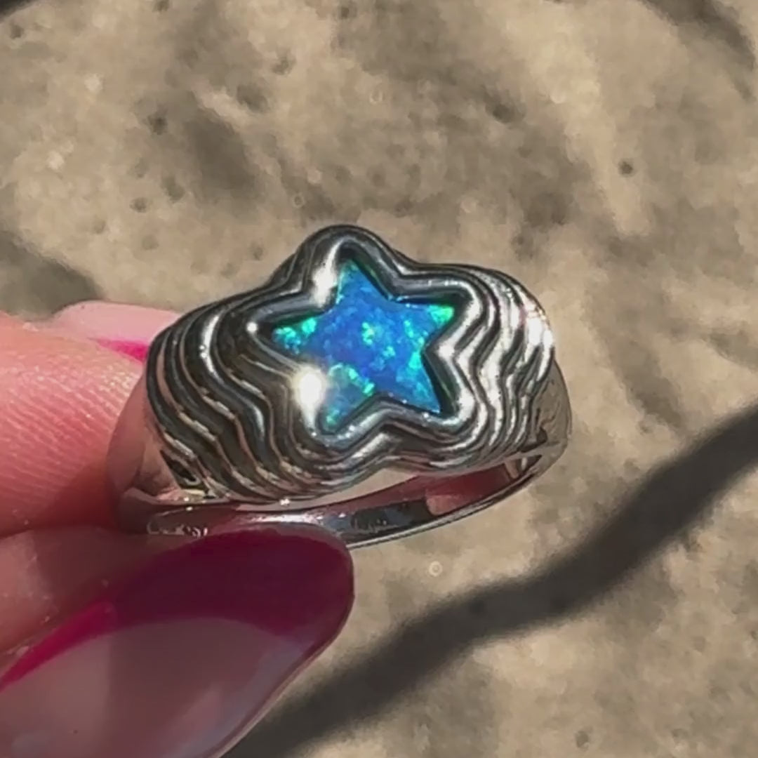 Starstruck Blue Opal Ring Silver