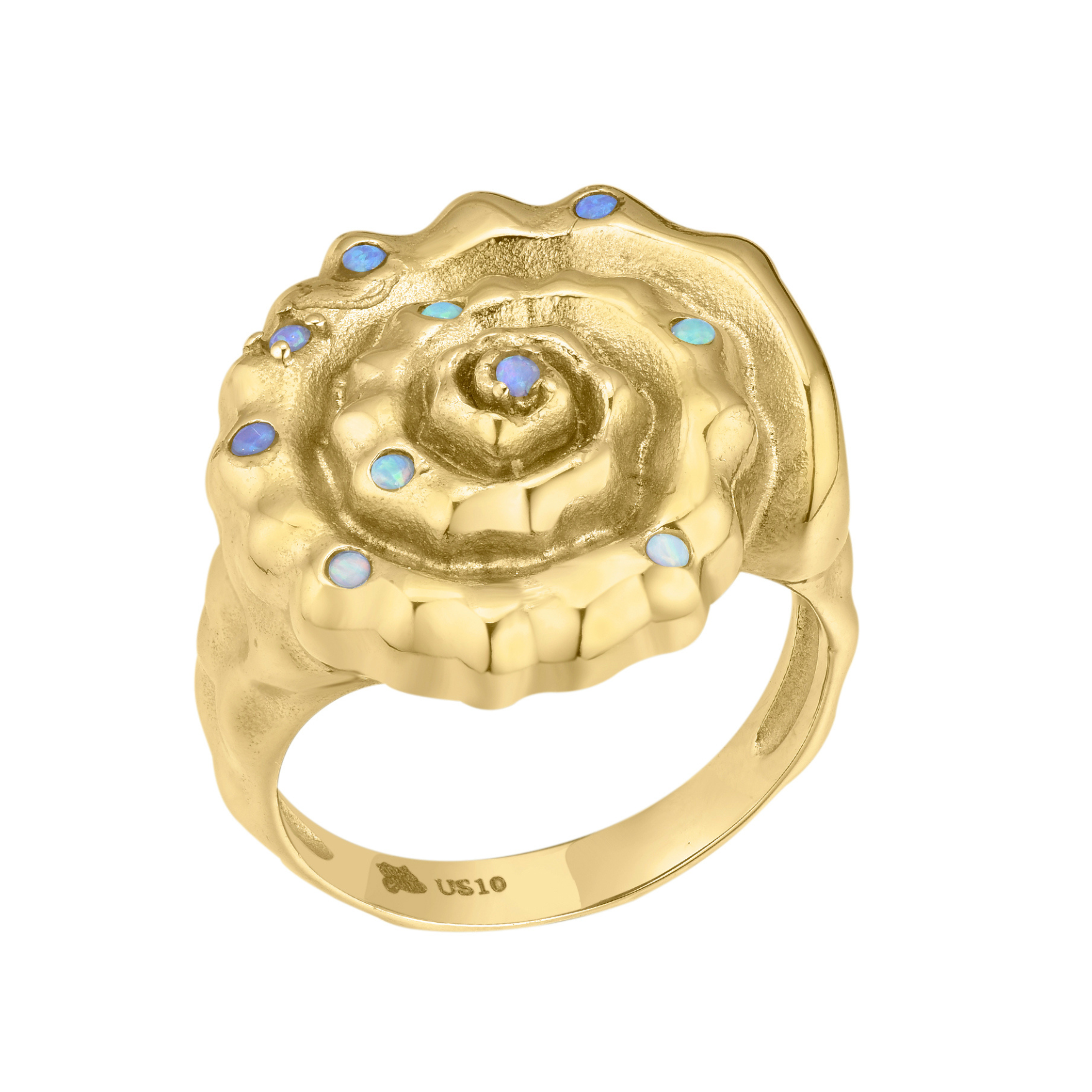 Spirals Shell Ring Gold