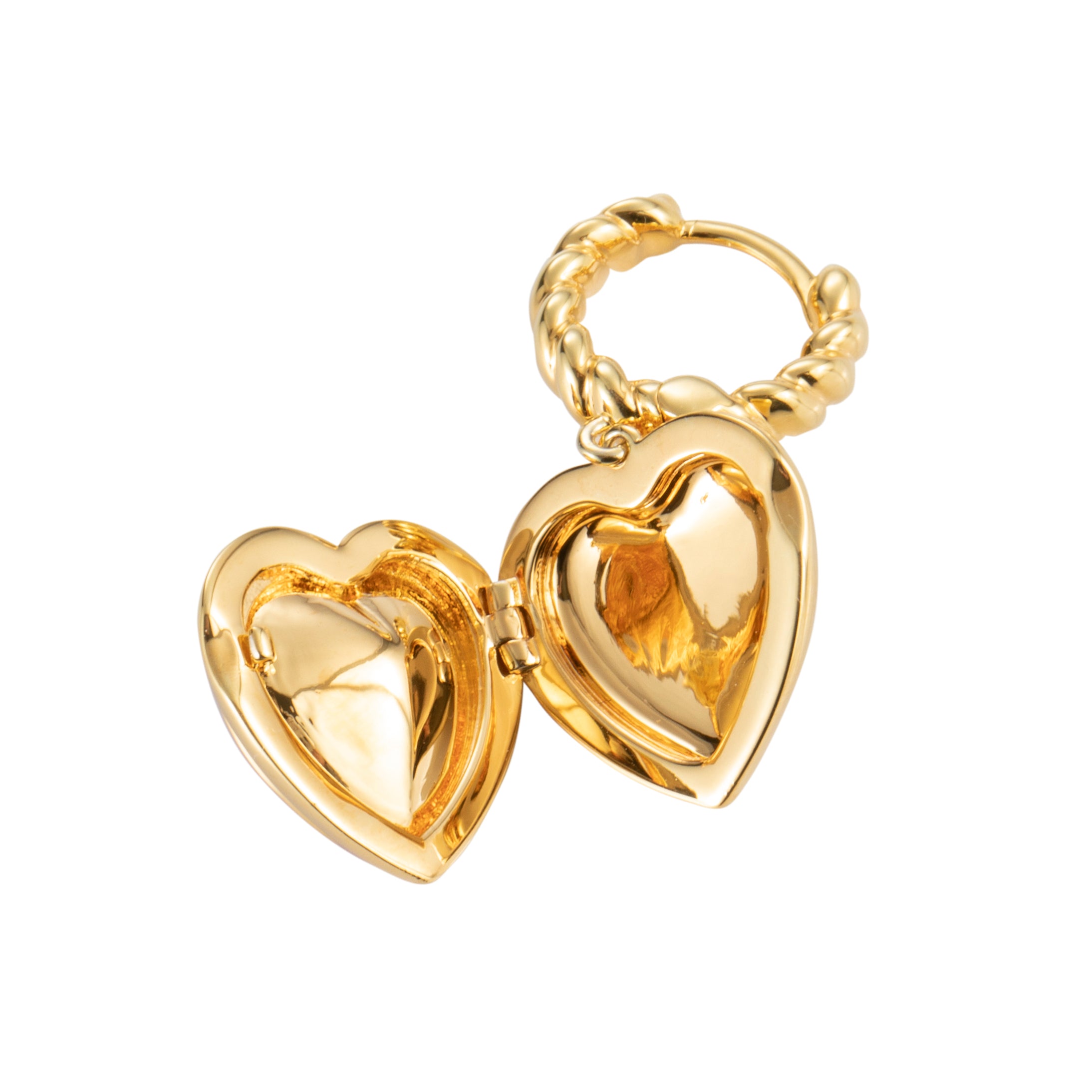Red Mi Amor Locket Earrings Gold