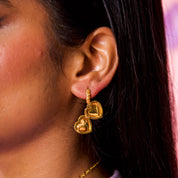 Red Mi Amor Locket Earrings Gold